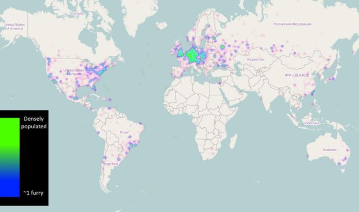 Best Furry Porn 2015 - A Reddit User Created a Worldwide Heat Map of Furries - Bloomberg