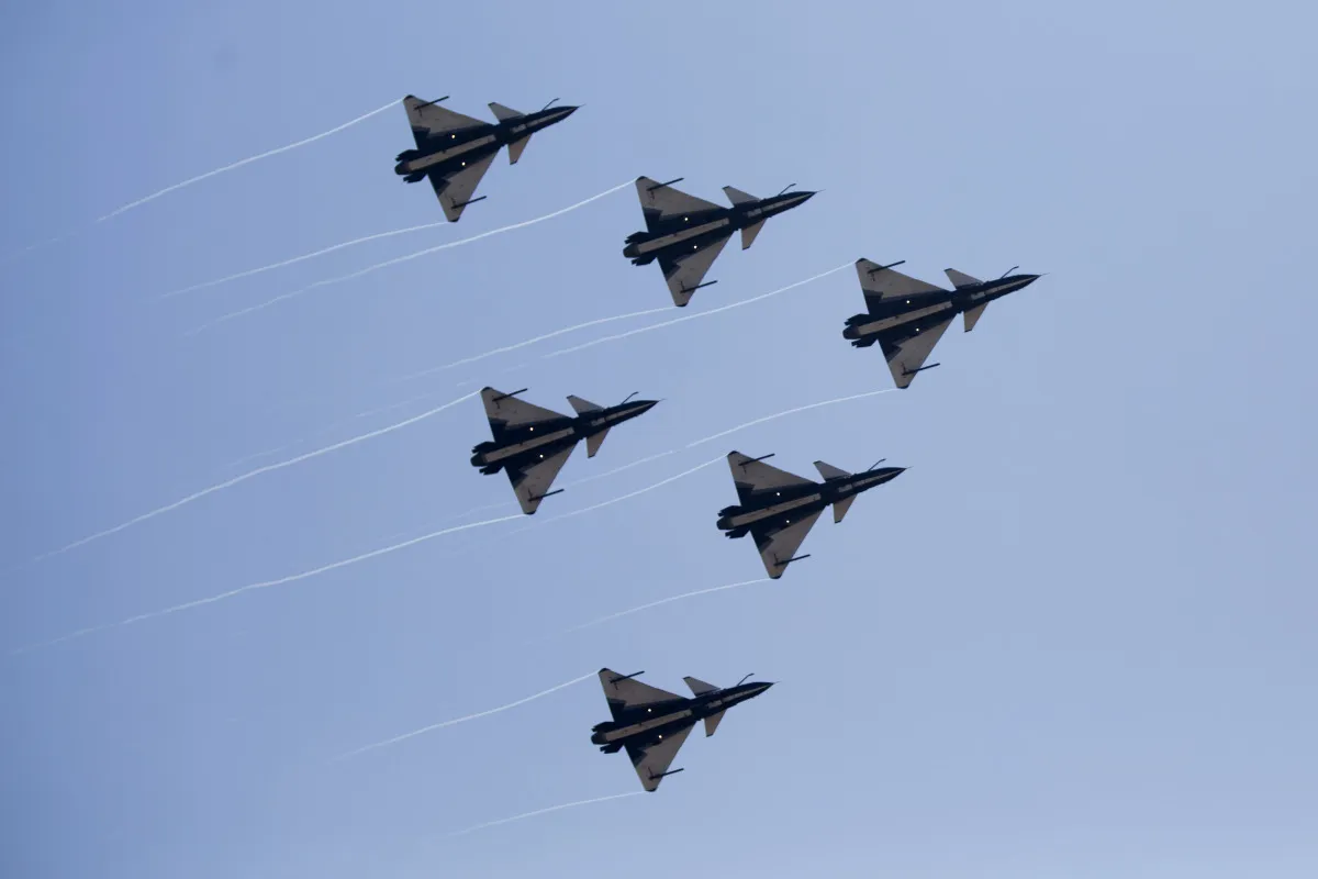 People's Liberation Army Air Force (PLAAF) Chengdu J-10 fighter jets.