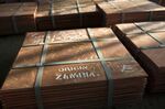 Batches of copper sheets are stored in a warehouse and wait to be loaded on trucks in Mufilira, Zambia. 