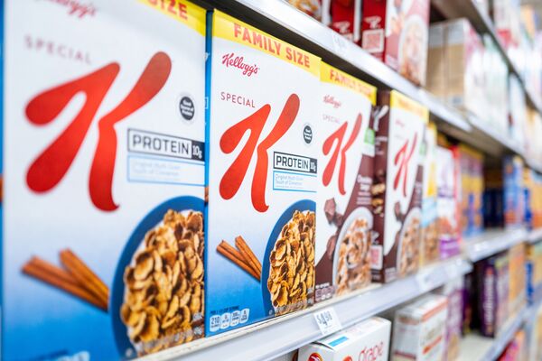 Boxes of Kellogg's cereal at a store in Austin, Texas.