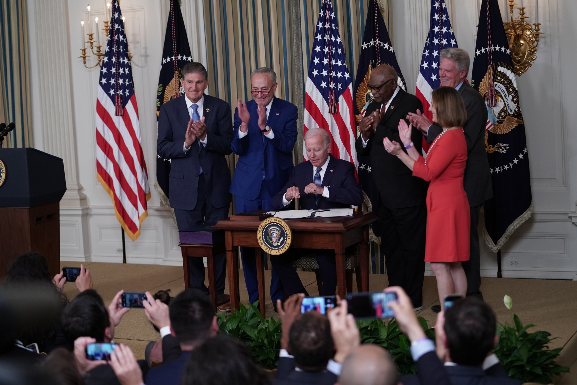Joe Biden after signing H.R. 5376,&nbsp;the Inflation Reduction Act of 2022, at the White House in Washington, D.C., US, on Aug. 16.