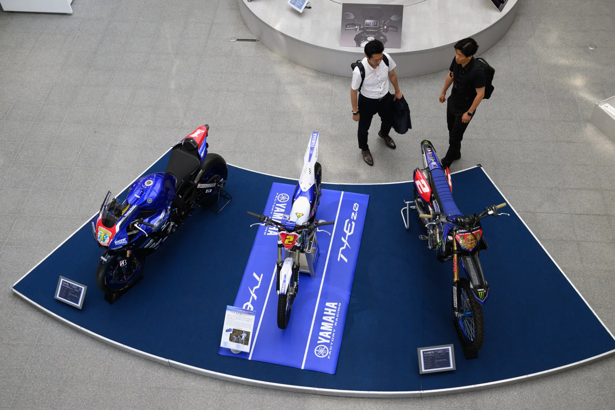 Yamaha Motor motorcycles in a showroom in Iwata, Japan.