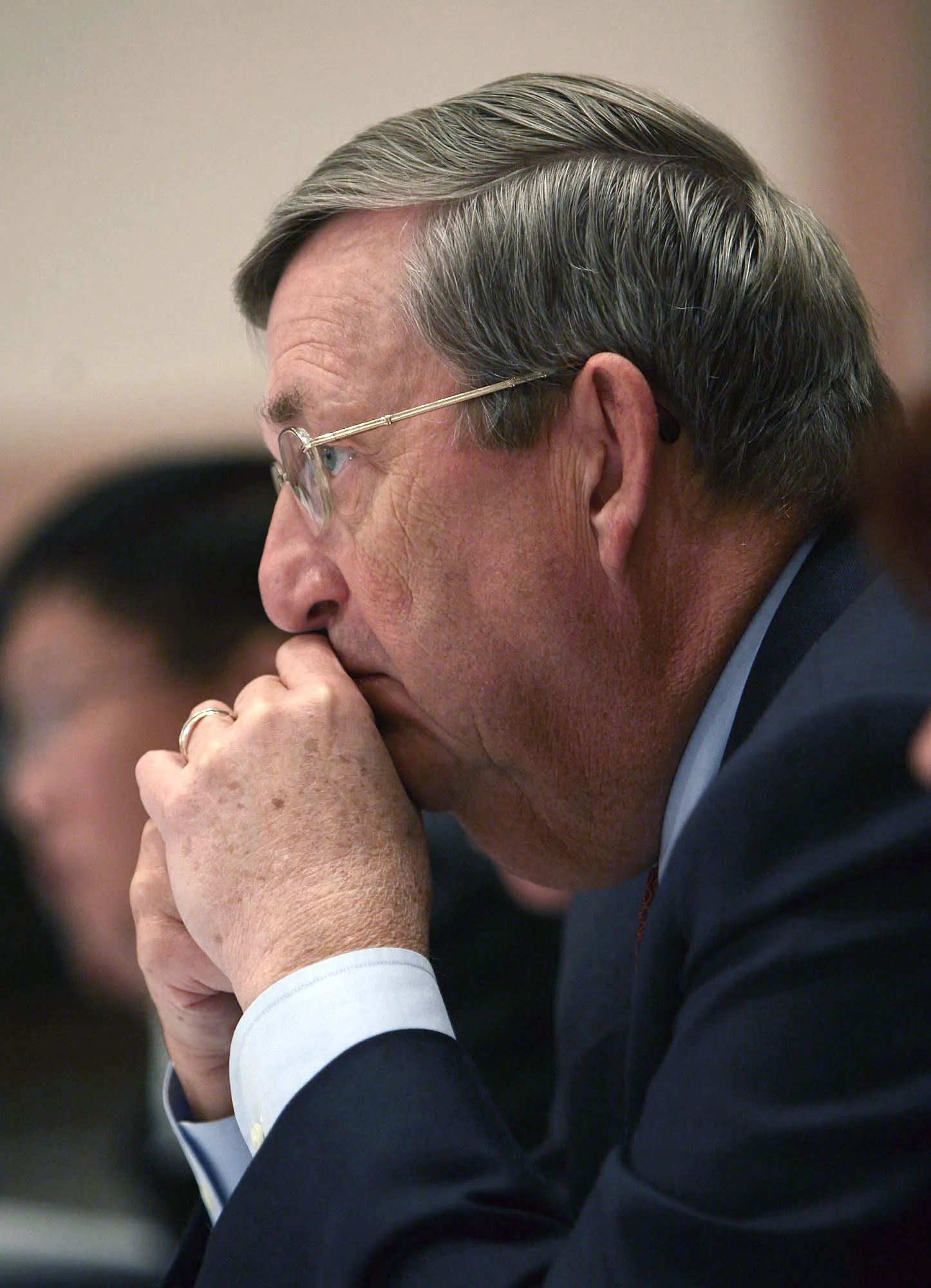 Lee R. Raymond, then the chief executive of Exxon Mobil Corp.,&nbsp;listens during testimony at the President's Export Council in 2005.
