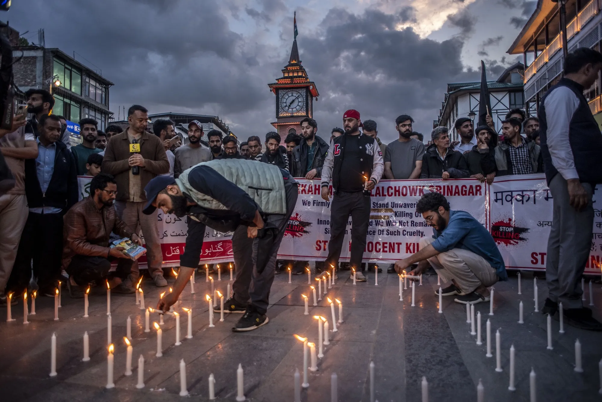 A candlelit vigil in Kashmir.&nbsp;