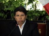 Pedro Castillo, president of Peru, gives an emergency press