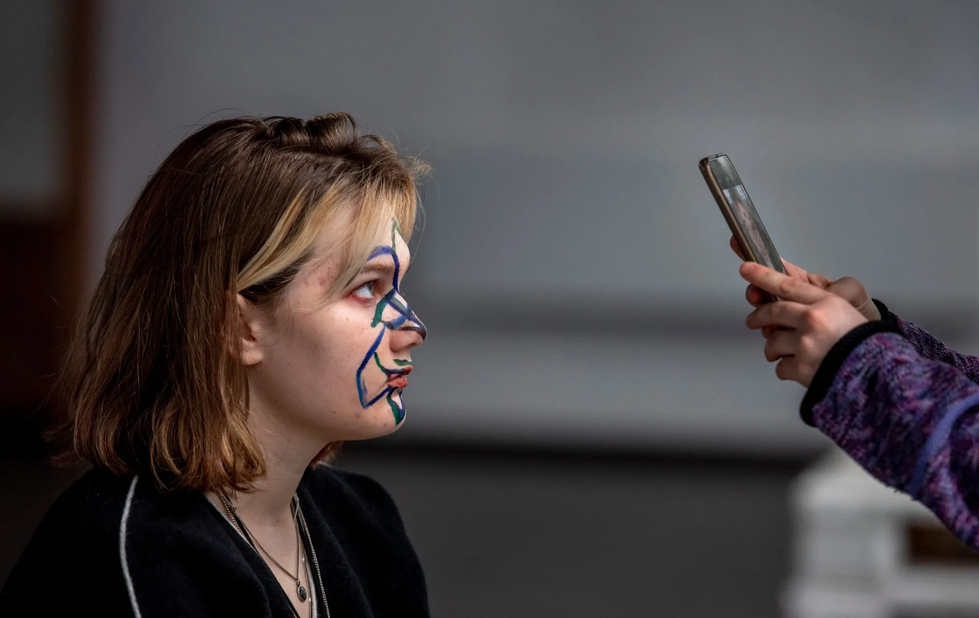 Activist Darya Kozlova protests against facial recognition in Moscow.