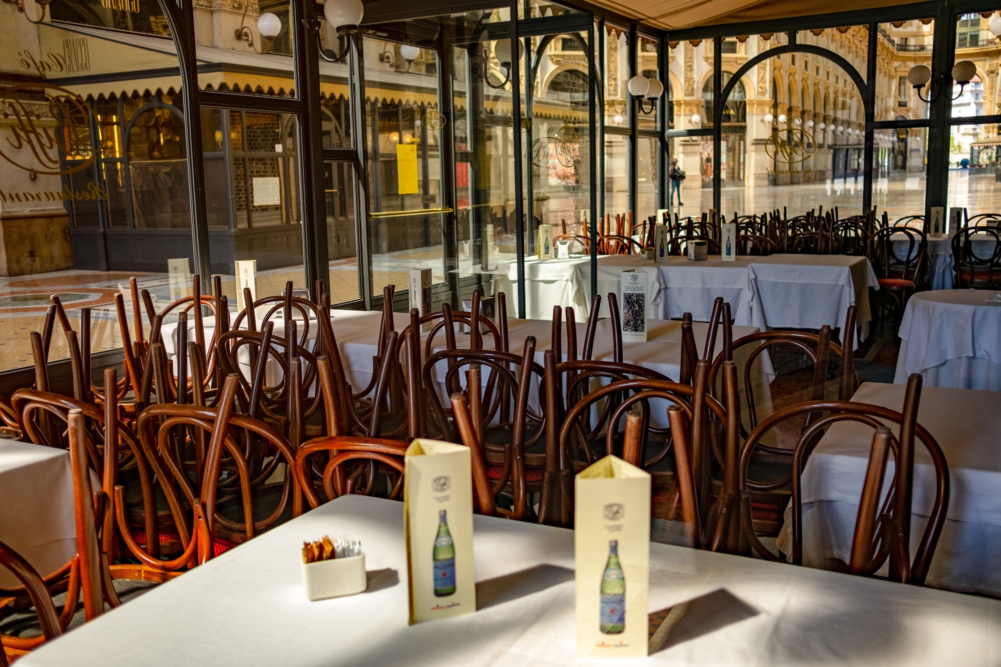 A closed restaurant in the Galleria Vittorio Emanuele in Milan.