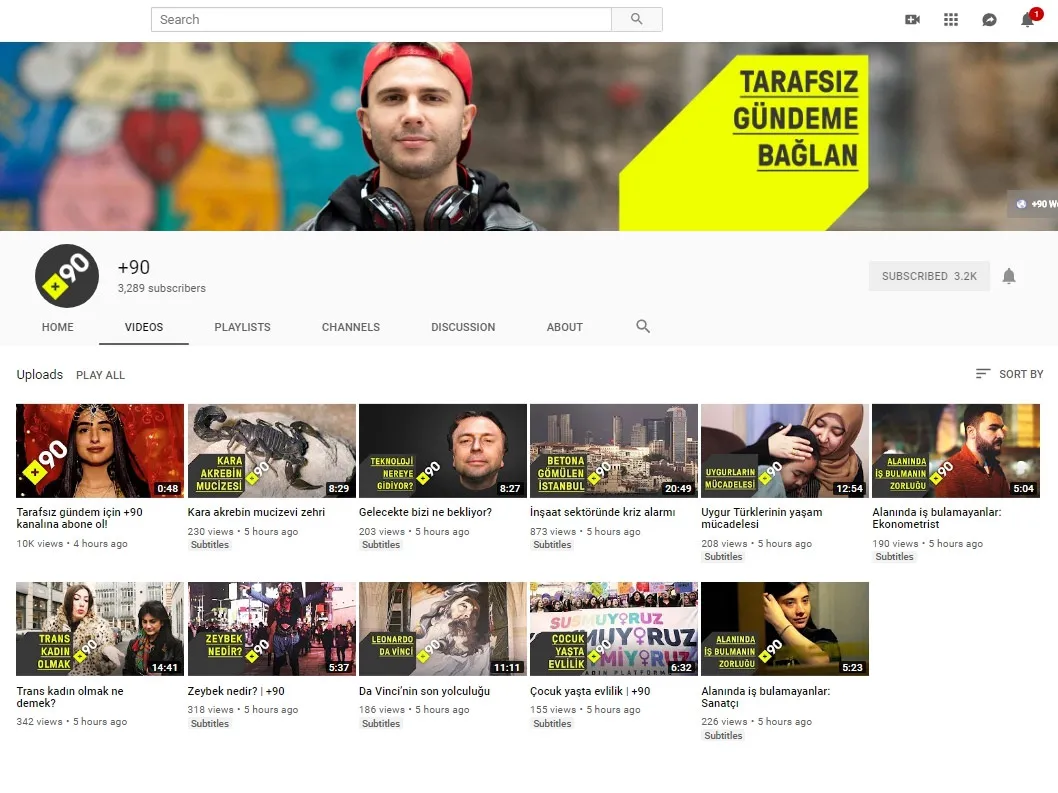 The +90 Youtube channel.