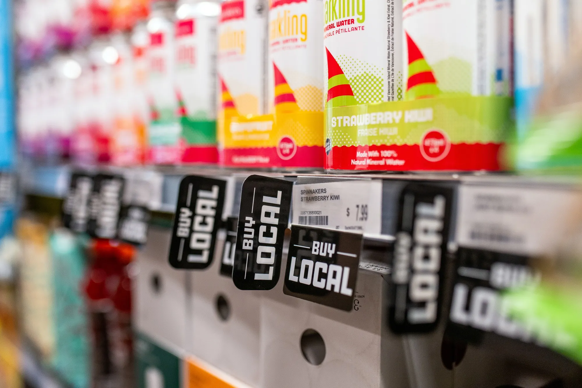 "Buy Local" signs at a grocery store&nbsp;in Victoria, British Columbia, Canada.