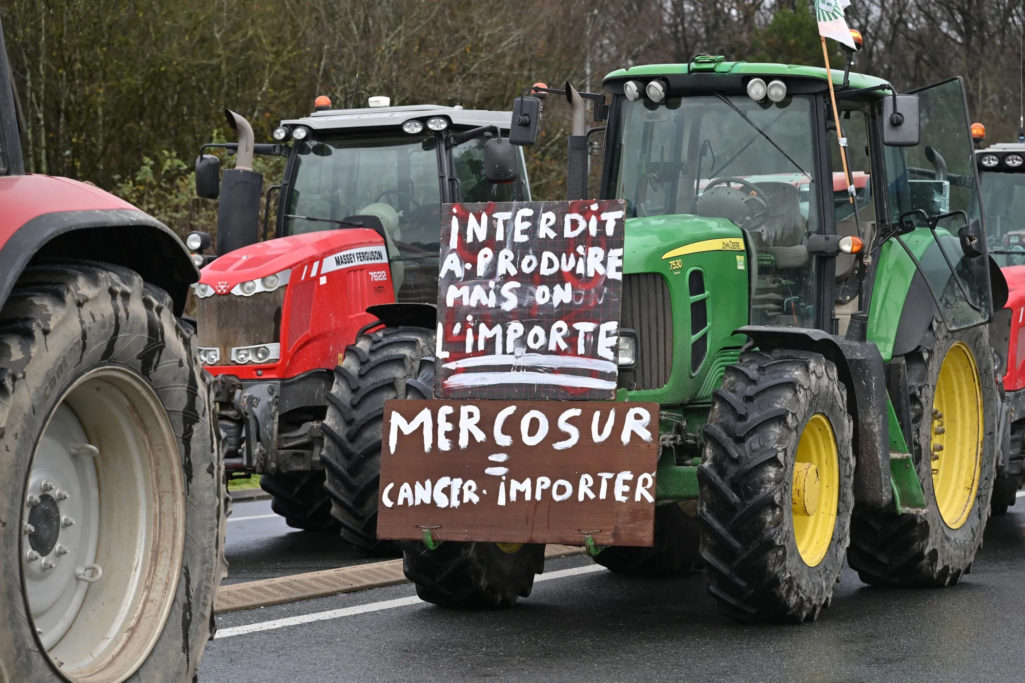 French farmers protest&nbsp;against Mercosur during a demonstration in Vierzon, in November.&nbsp;