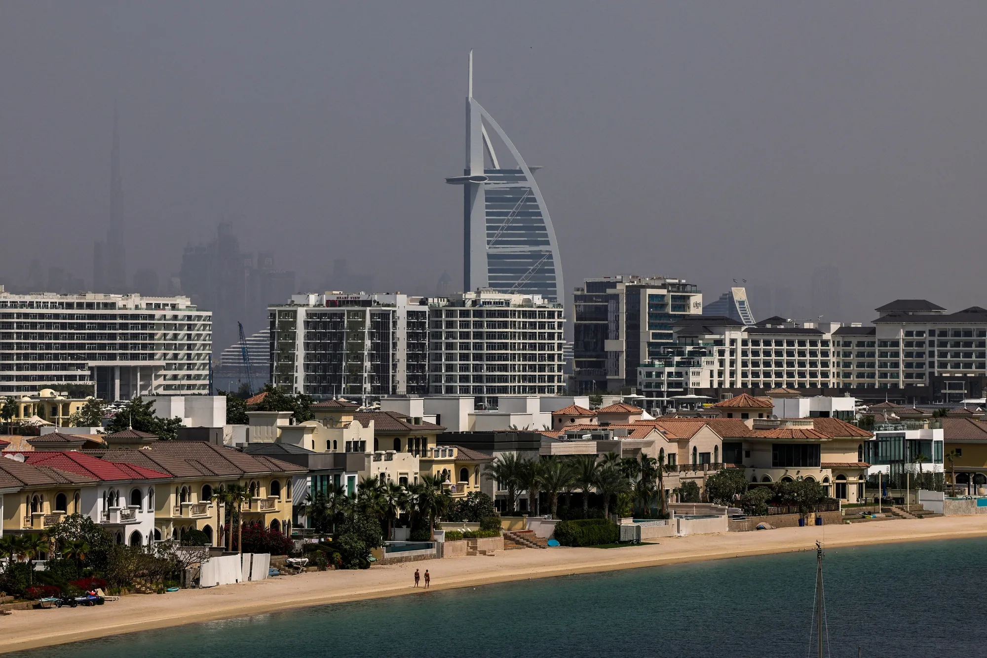 An empty beach on Palm Jumeirah in Dubai, on March 2.