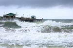 The ocean is whipped up by Tropical Storm Nicole near in Lauderdale-By-The-Sea, Florida.&nbsp;