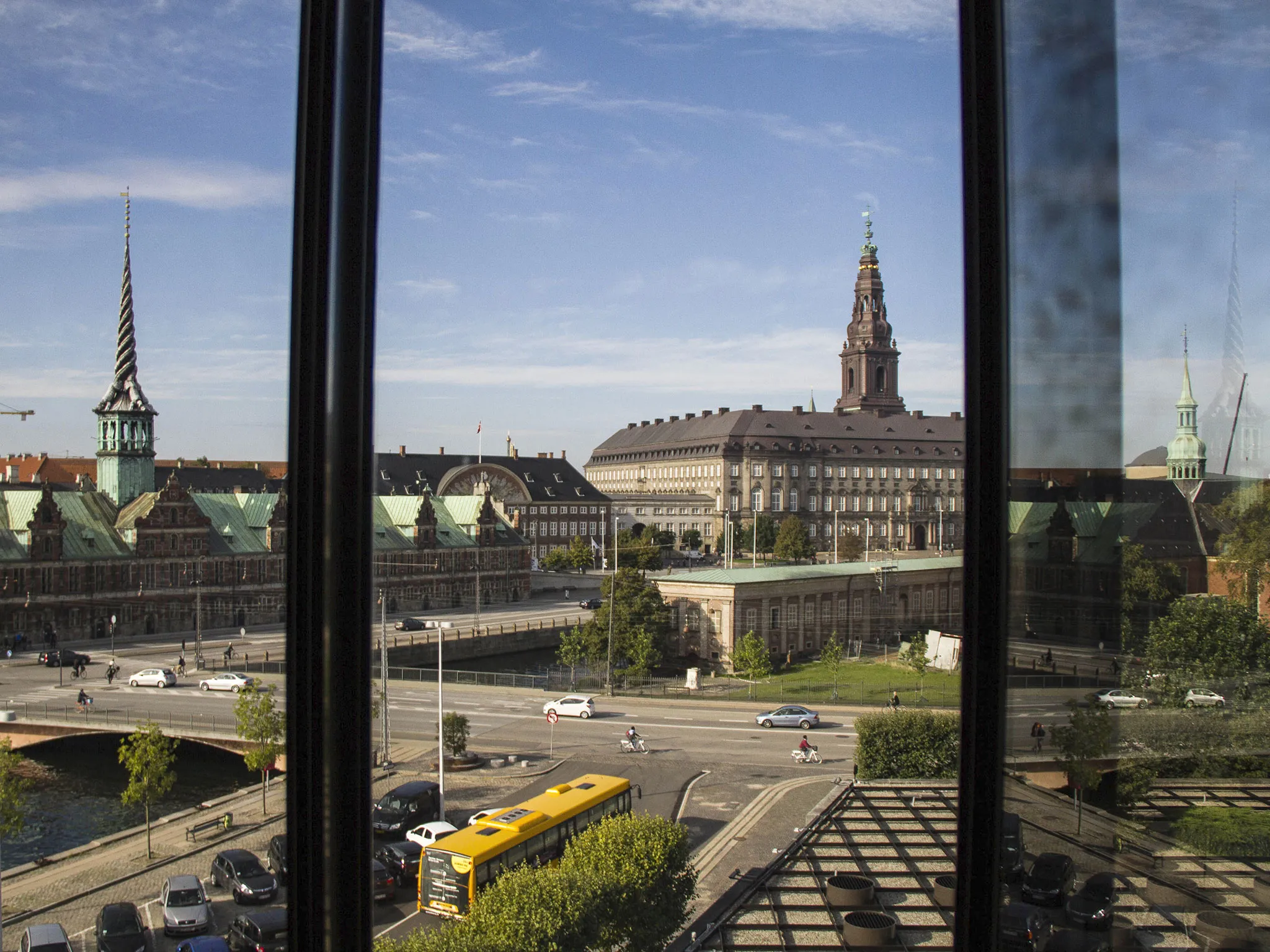 The old stock exchange building and the central bank headquarters in Copenhagen, Denmark, on Sept. 23, 2014.

