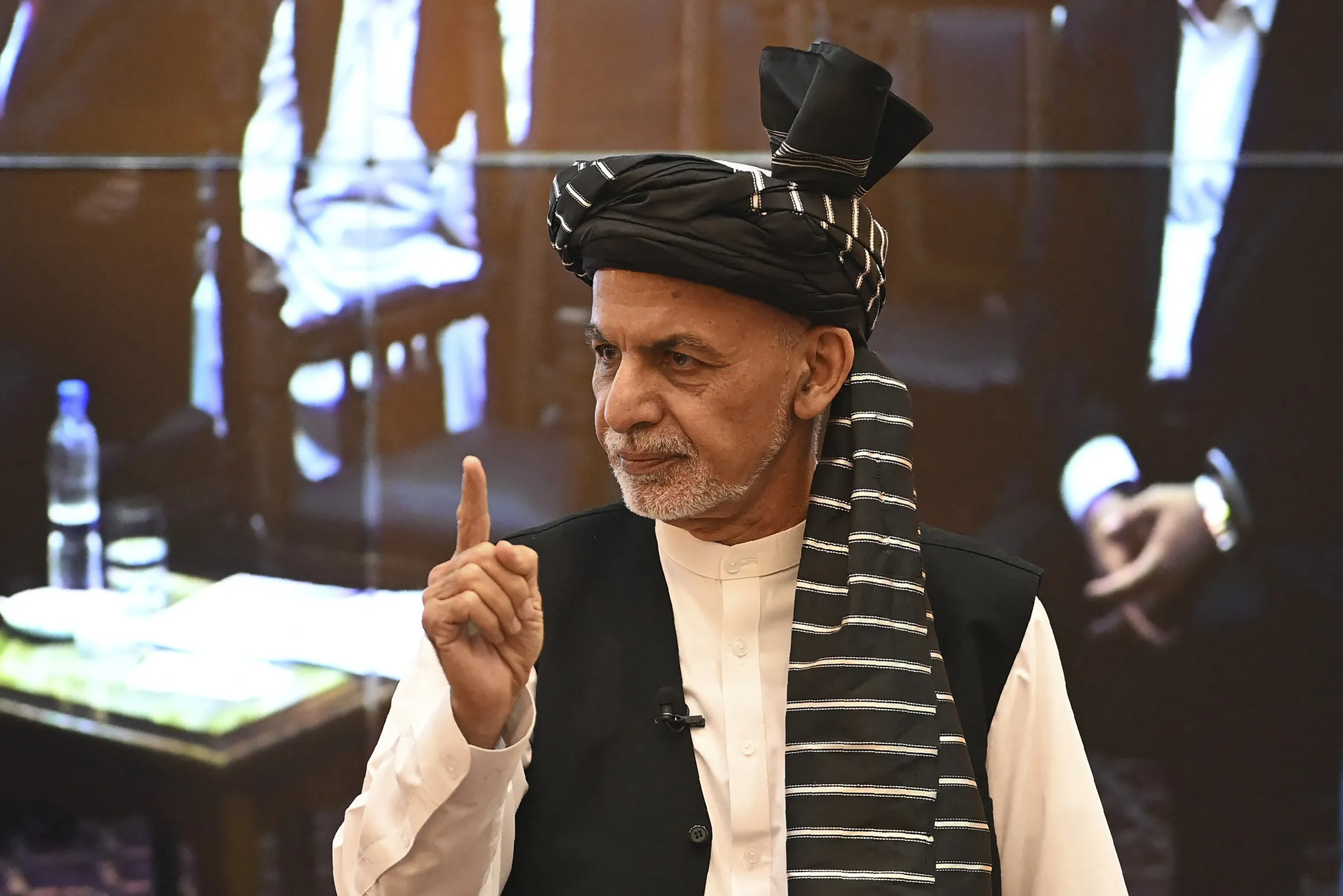 Ashraf Ghani at the Afghan presidential palace in Kabul, on Aug. 4.