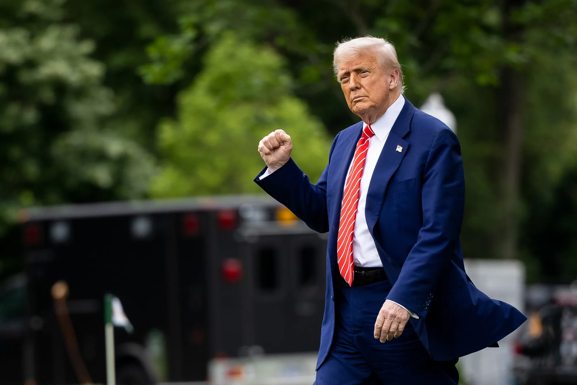President Donald Trump walks on the South Lawn of the White House before boarding Marine One in Washington, DC,&nbsp;on&nbsp;May 30.