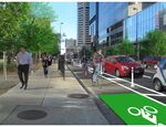 An artist's rendering of the new crowdfunded bike lane expected to open in Denver this year.
