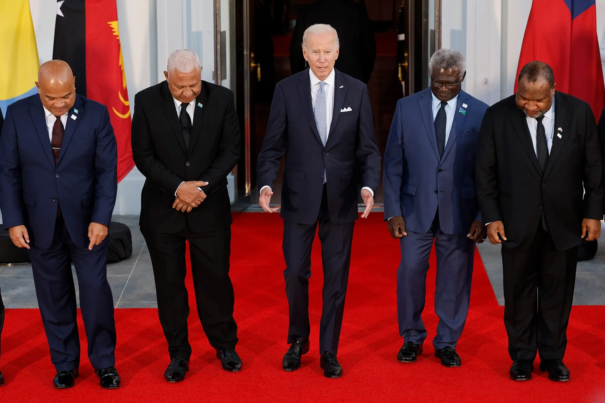 Joe Biden with Pacific leaders, including Papua New Guinea Prime Minister James Marape, right, at the White House in 2022.