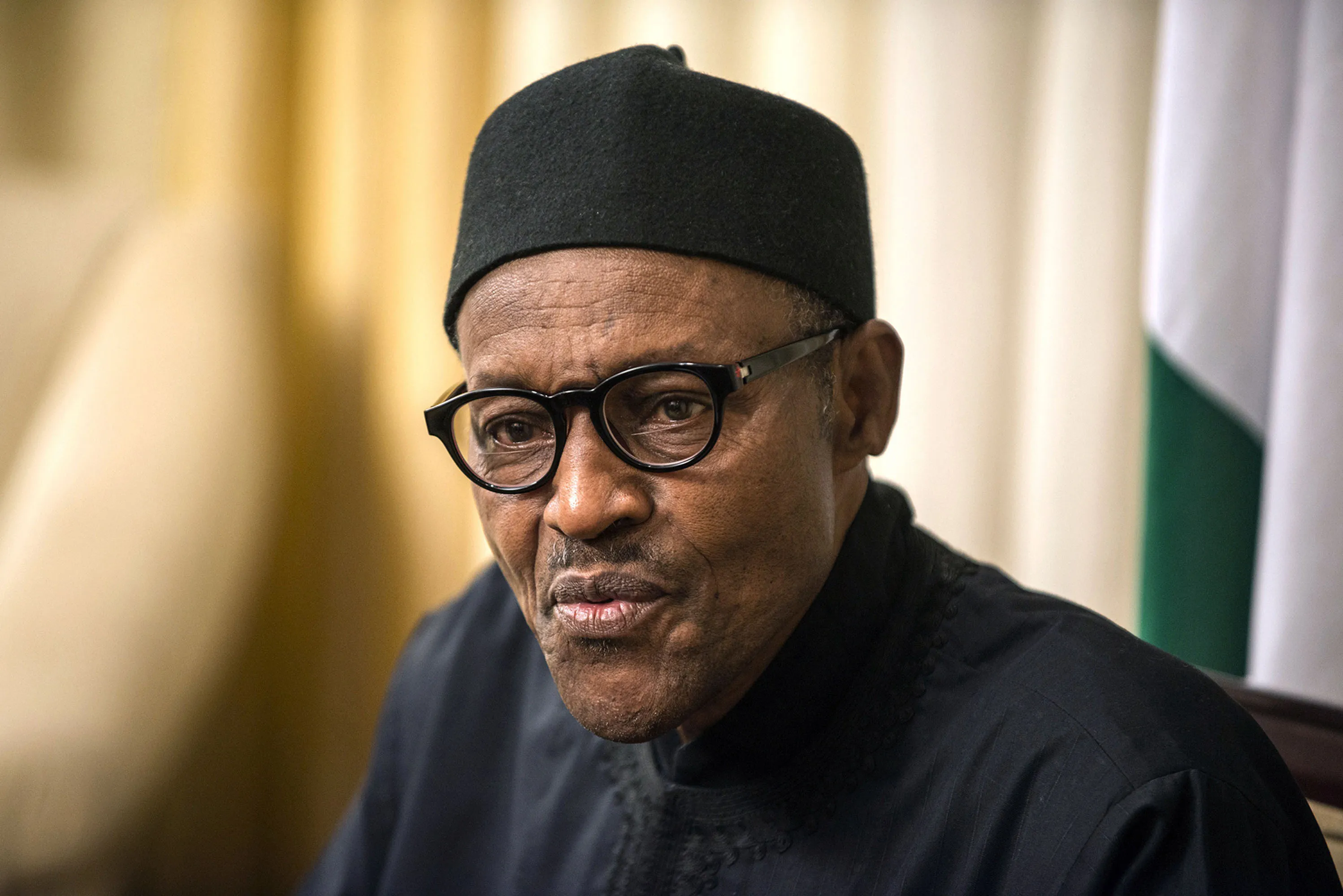Nigerian president Muhammadu Buhari. Photographer: Mujahid Safodian/AFP/Getty Images
