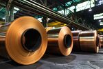 Rolls of sheet copper at Revere Copper Products in Rome, New York, US.