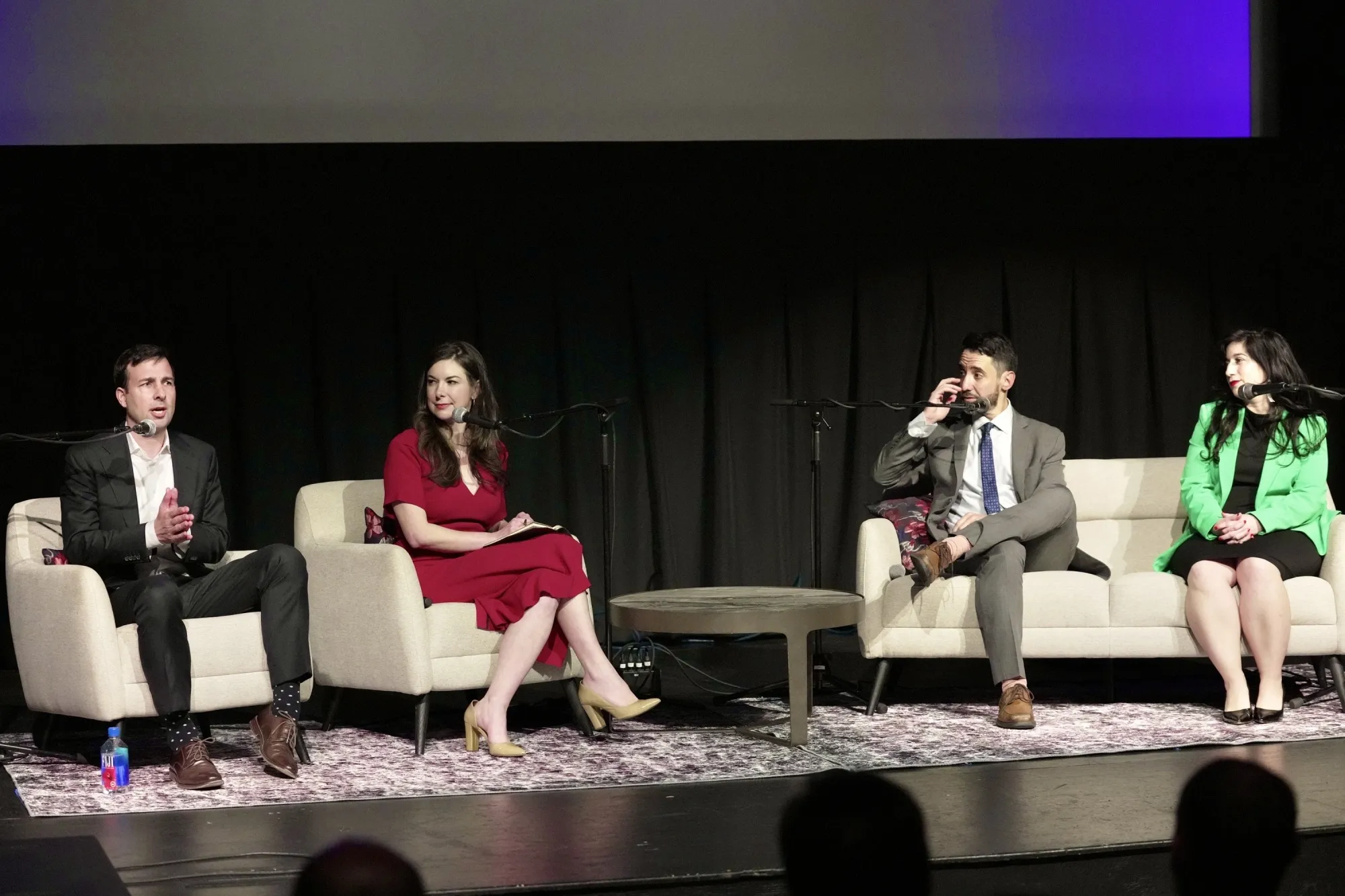 Colin Grabow, (Left) Associate Director at the the Cato Institute, and&nbsp;Sara Fuentes, (Right) Vice President for Government Affairs at the Transportation Institute, at a taping of the Odd Lots podcast in Washington, DC, on March 12, 2025