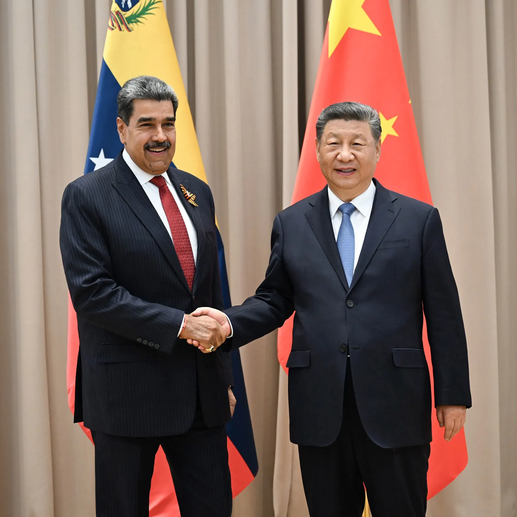 Chinese President Xi Jinping meets with Venezuelan President Nicolas Maduro on the sidelines of the celebrations marking the 80th anniversary of the victory in the Soviet Union's Great Patriotic War in Moscow, Russia, May 9, 2025
