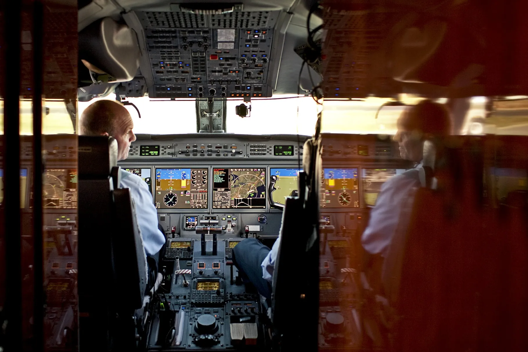 Pilot waits to take off during Honeywell International Inc.'s prototype infrared technology demonstration at Morristown Airport in Morristown, New Jersey, U.S.