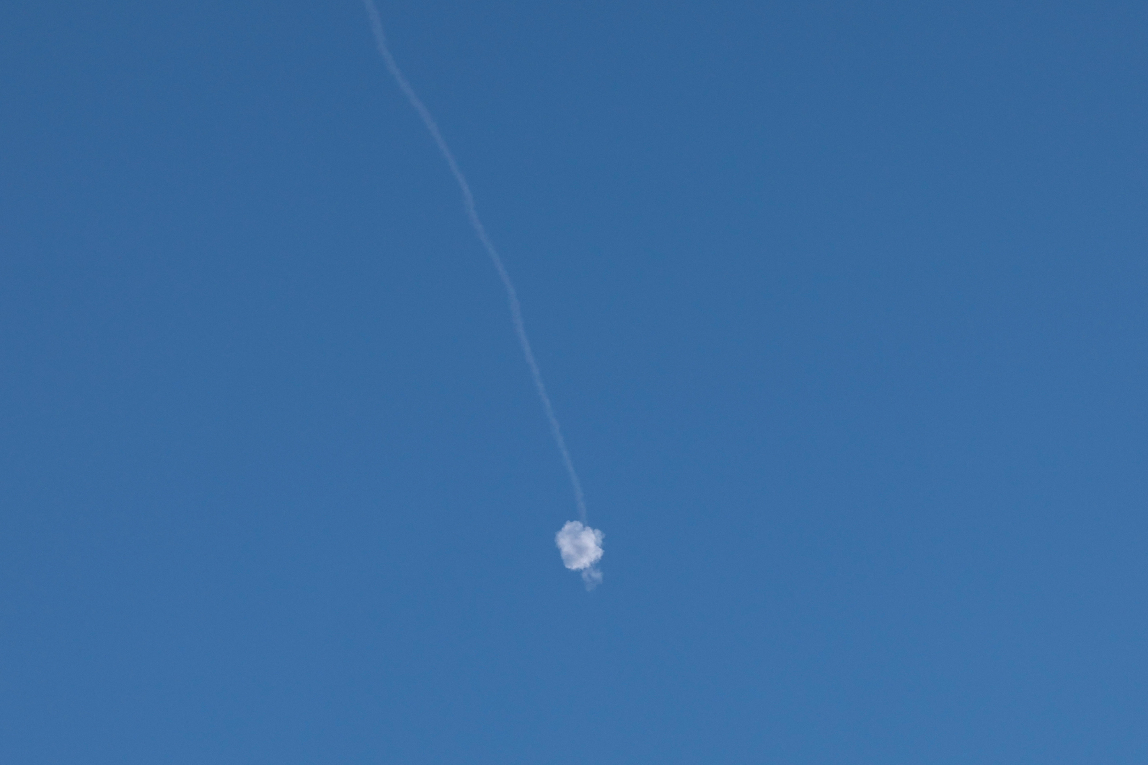 Smoke from the interception of an Iranian attack over Jerusalem on June 8.