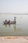 Men on a boat in the Ganges
