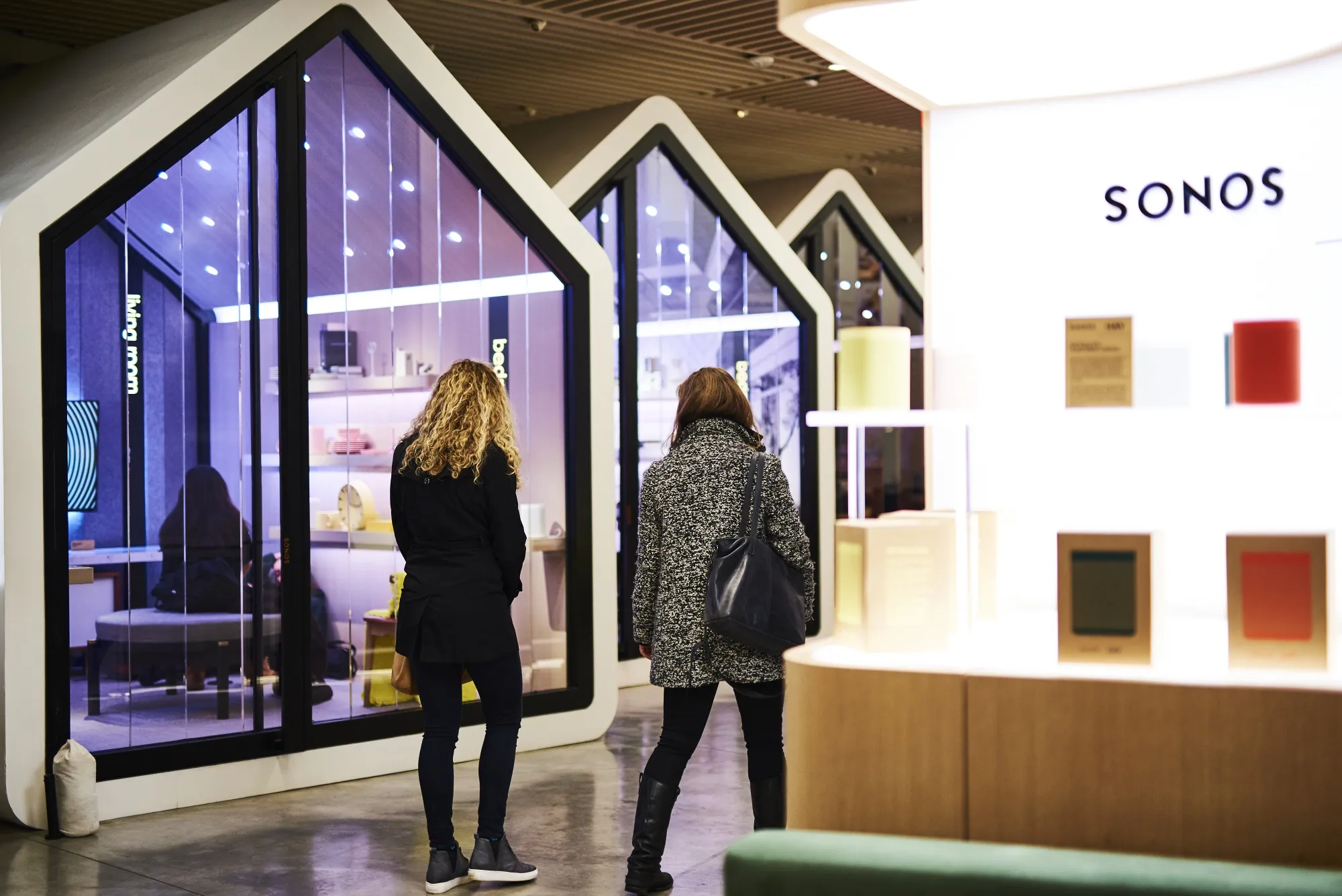 Customers view merchandise at a Sonos Inc. store in New York.