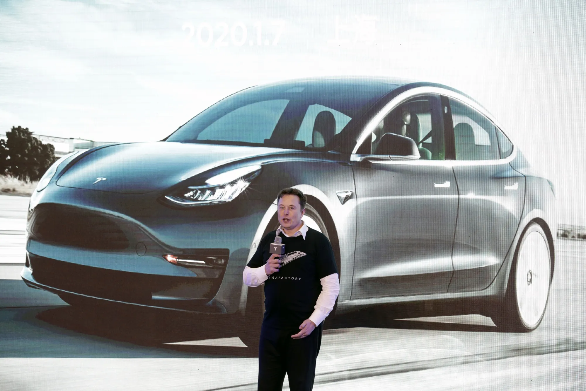 Musk speaks during the Tesla China-Made Model 3 Delivery Ceremony at the company’s Gigafactory in Shanghai in 2020.
