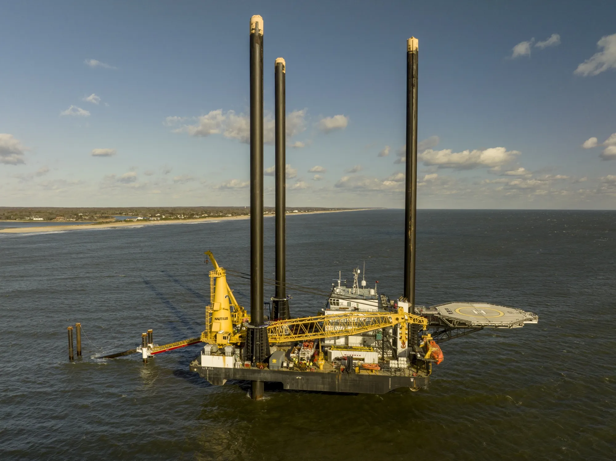The construction of the South Fork Wind farm near Wainscott, New York.