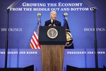 US President Joe Biden at the Brookings Institution in Washington, DC, US, on Tuesday, Dec. 10, 2024. Biden stated that raising tariffs would be a "major mistake" as he spoke on his economic policy.