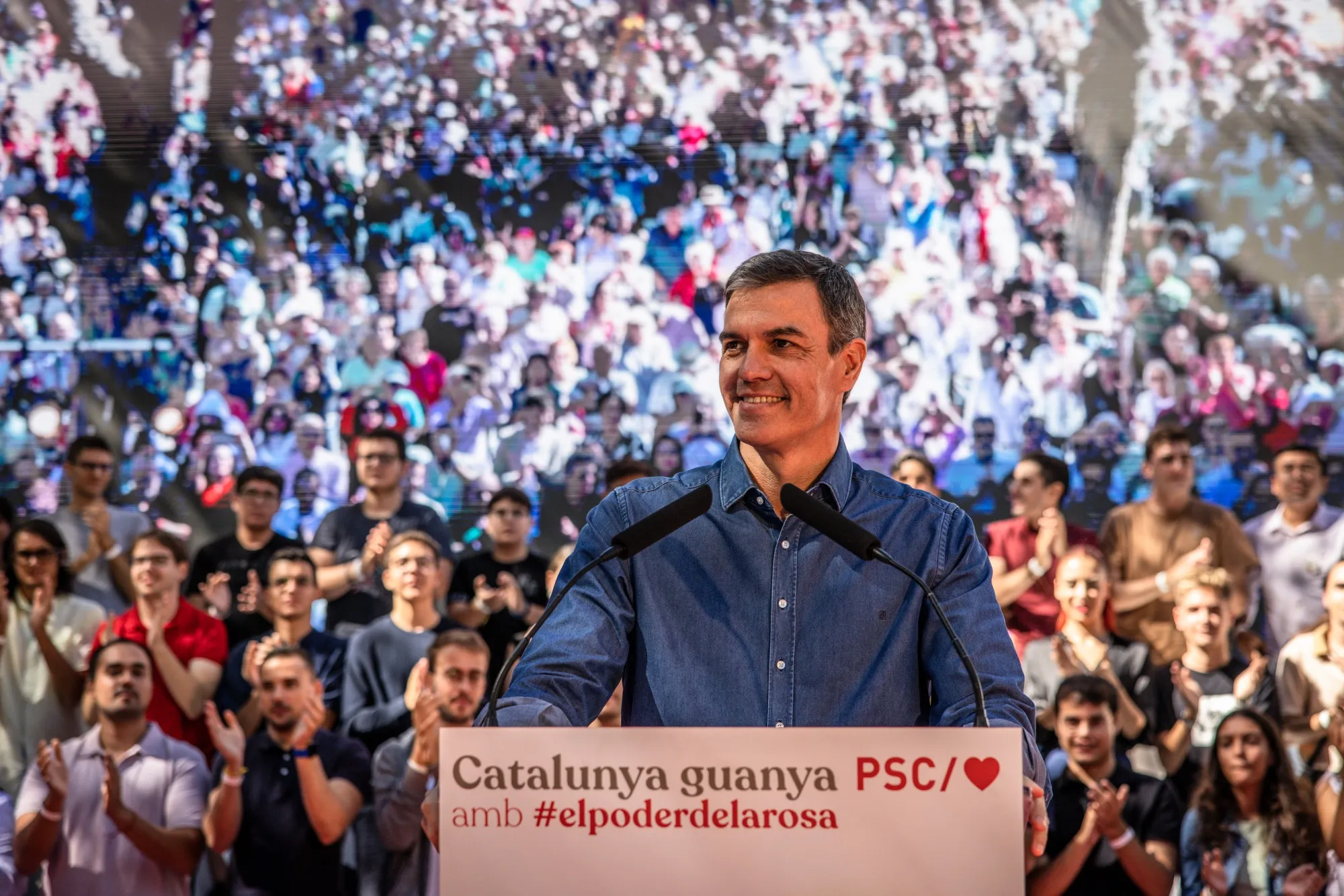 Pedro Sanchez during a rally in Barcelona.