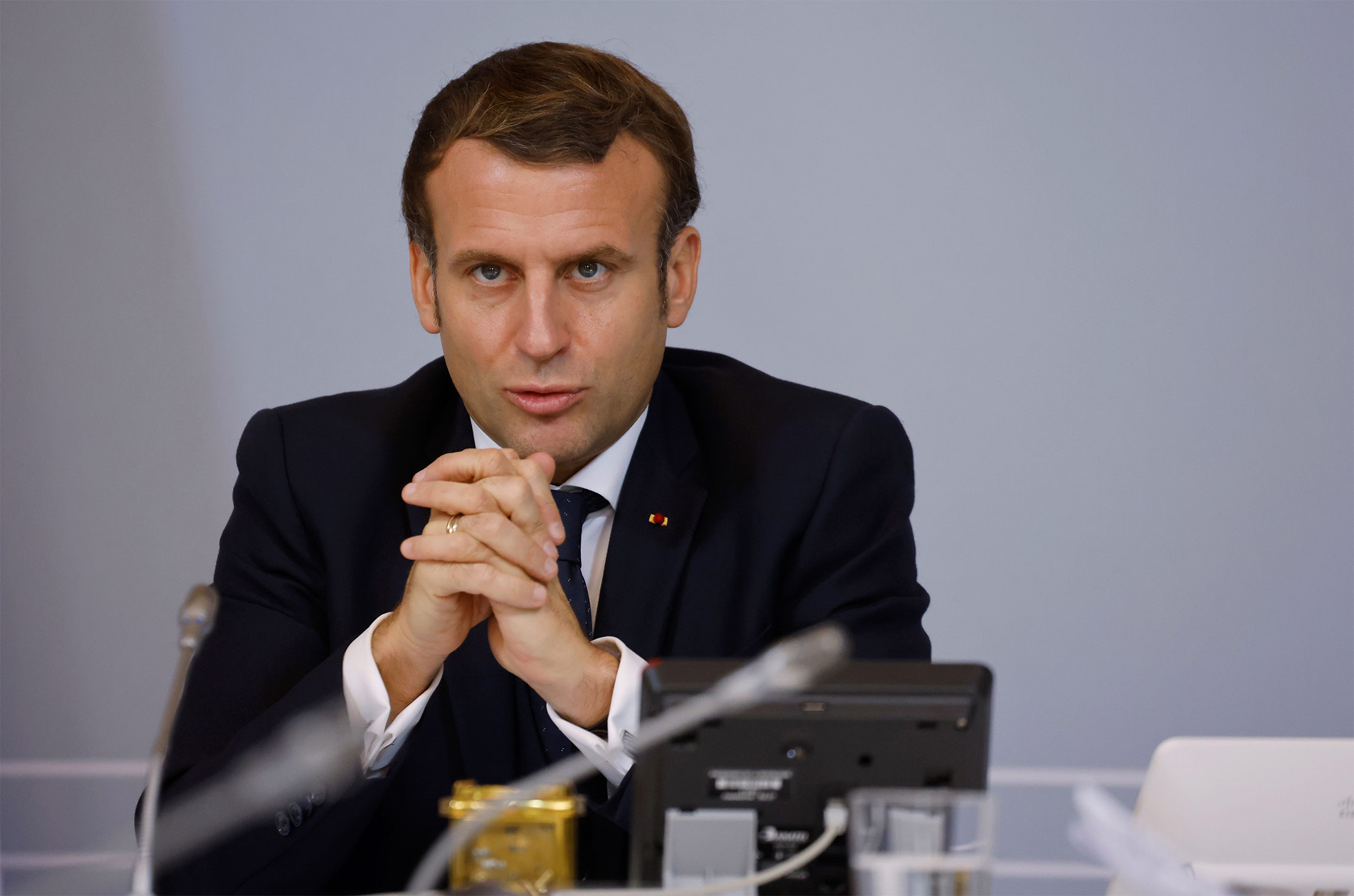French President Emmanuel Macron speaks&nbsp;in Paris on Nov.&nbsp;17.