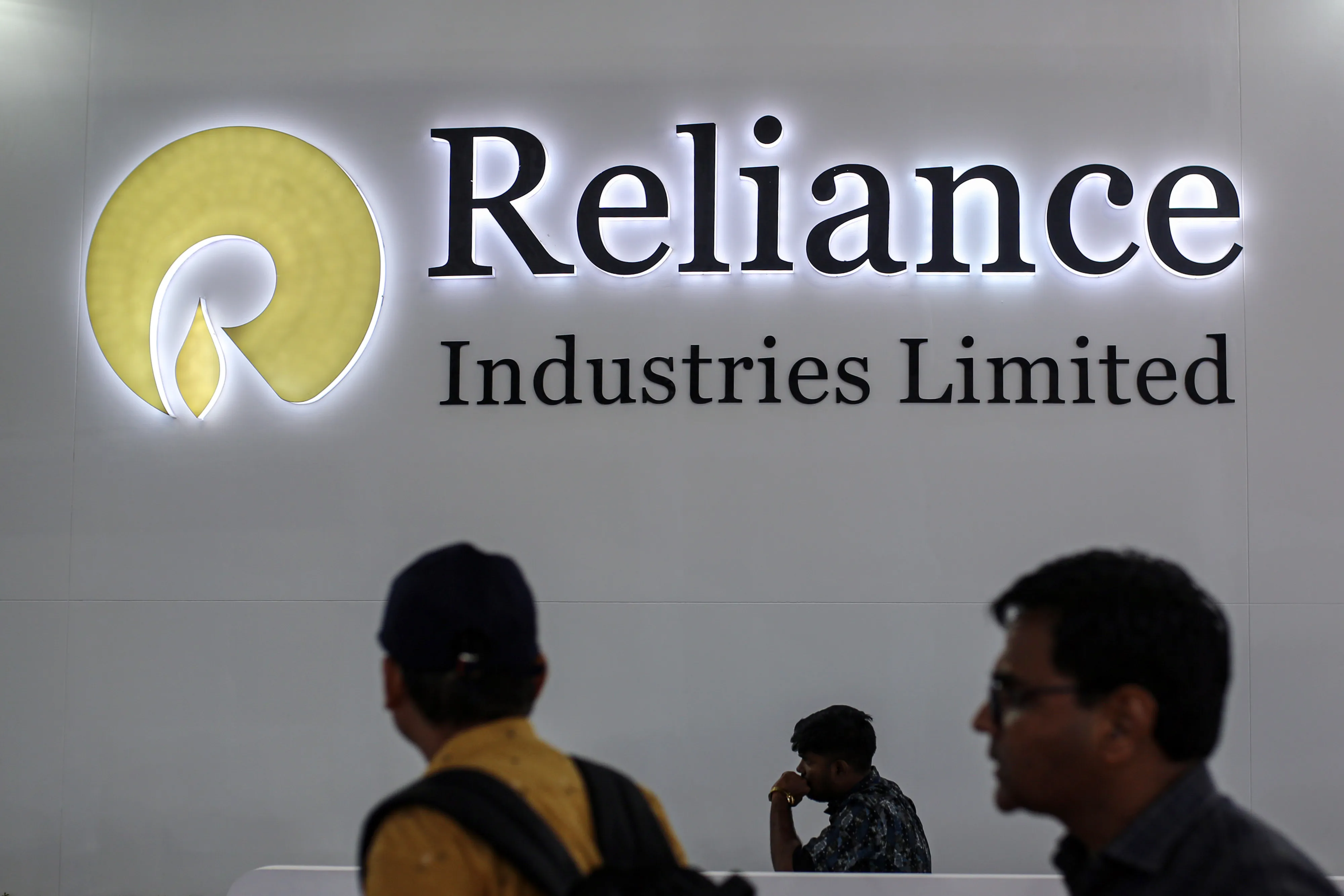 Signage for Reliance Industries Ltd. in Gujarat, India.