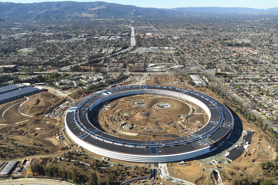 The Apple Campus 2 under construction in Cupertino. The report classifies this development type as &quot;suburban premium cloister.&quot; 
