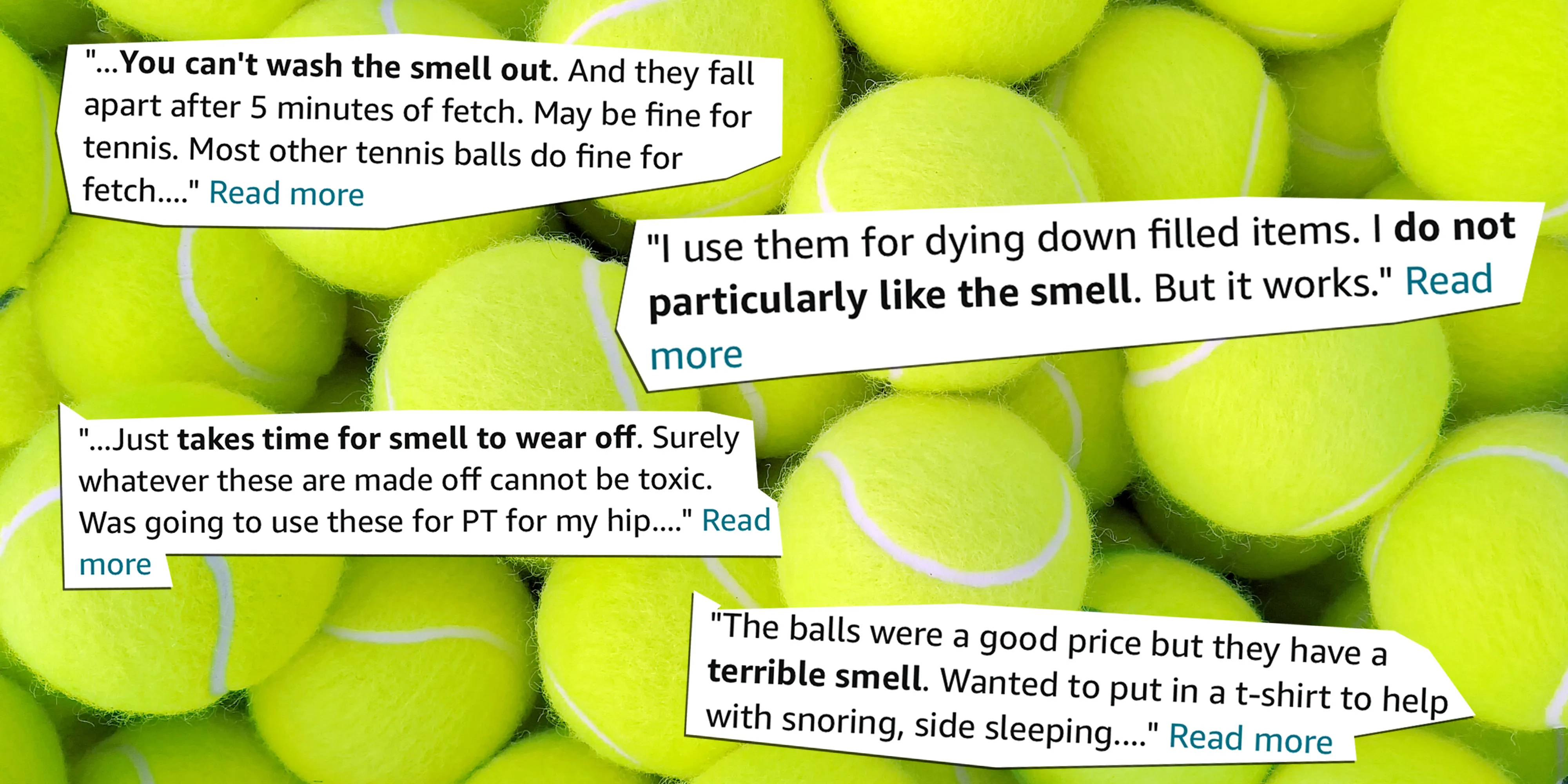 A tiny percentage of&nbsp;reviews saying Penn tennis balls smelled&nbsp;were represented in an&nbsp;AI-generated&nbsp;summary.