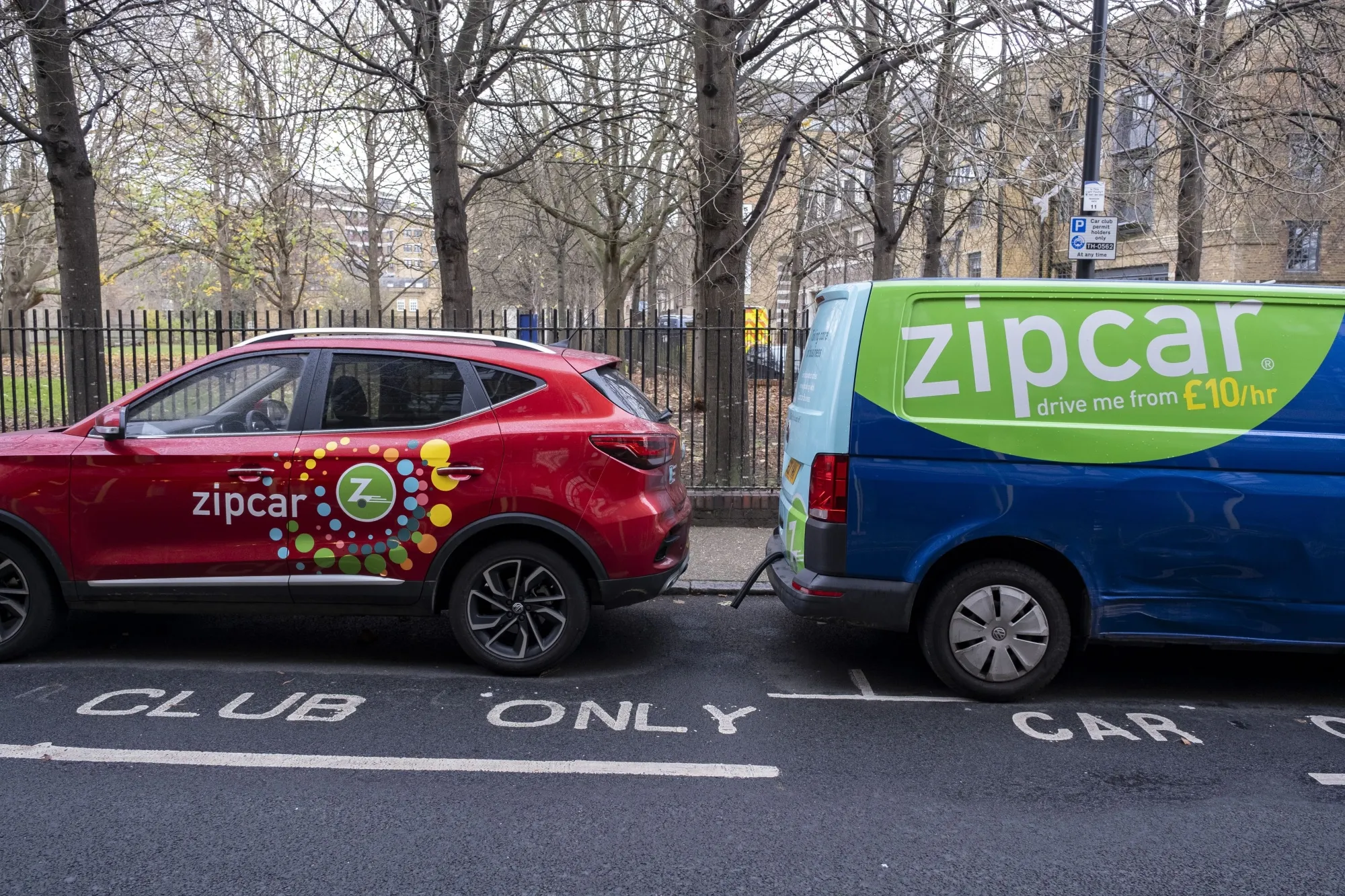 
A Zipcar rental car and van in London on Dec. 4, 2025.

