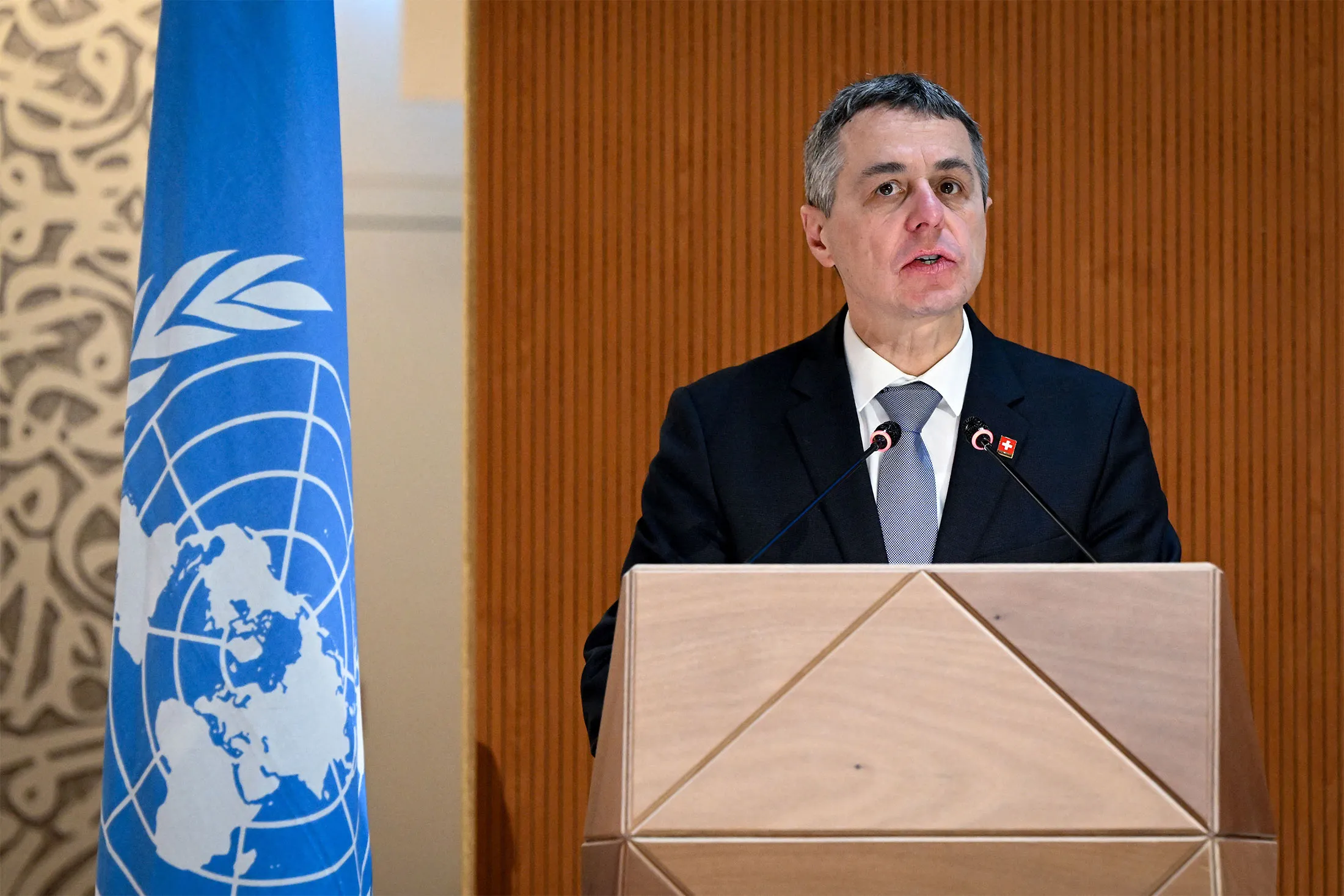 Swiss President Ignazio Cassis speaks&nbsp;at the opening of a session of the UN Human Rights Council in Geneva on&nbsp;Feb.&nbsp;28.