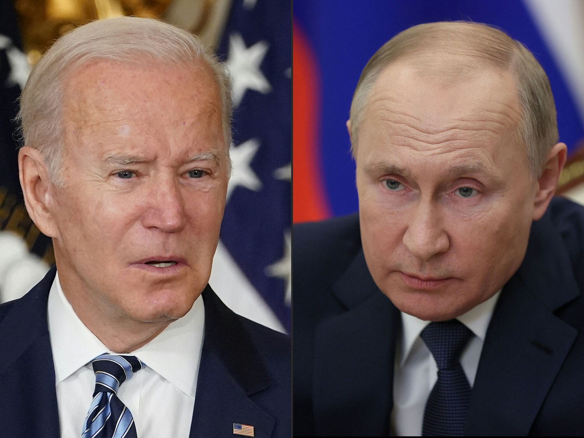 President Joe Biden, left, and Russian President Vladimir Putin.