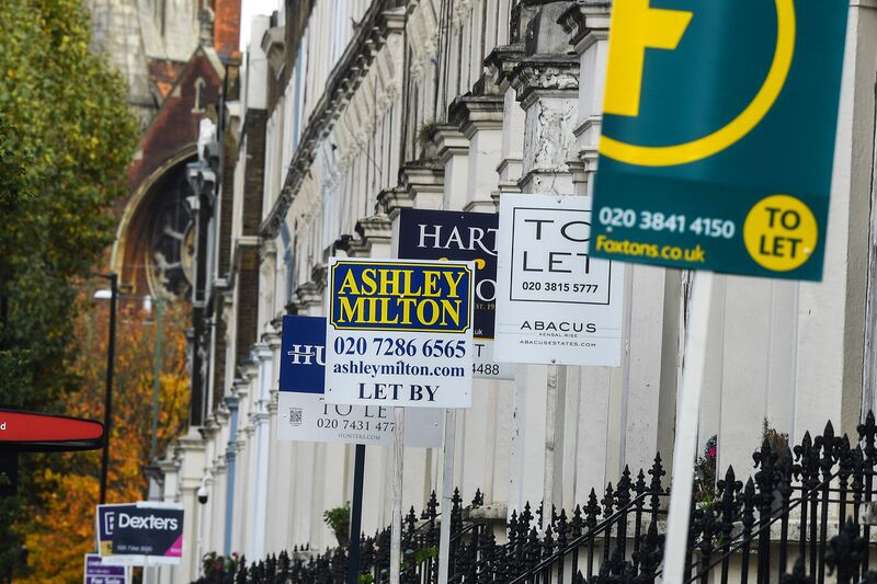 Letting signs&nbsp;outside properties in&nbsp;London.