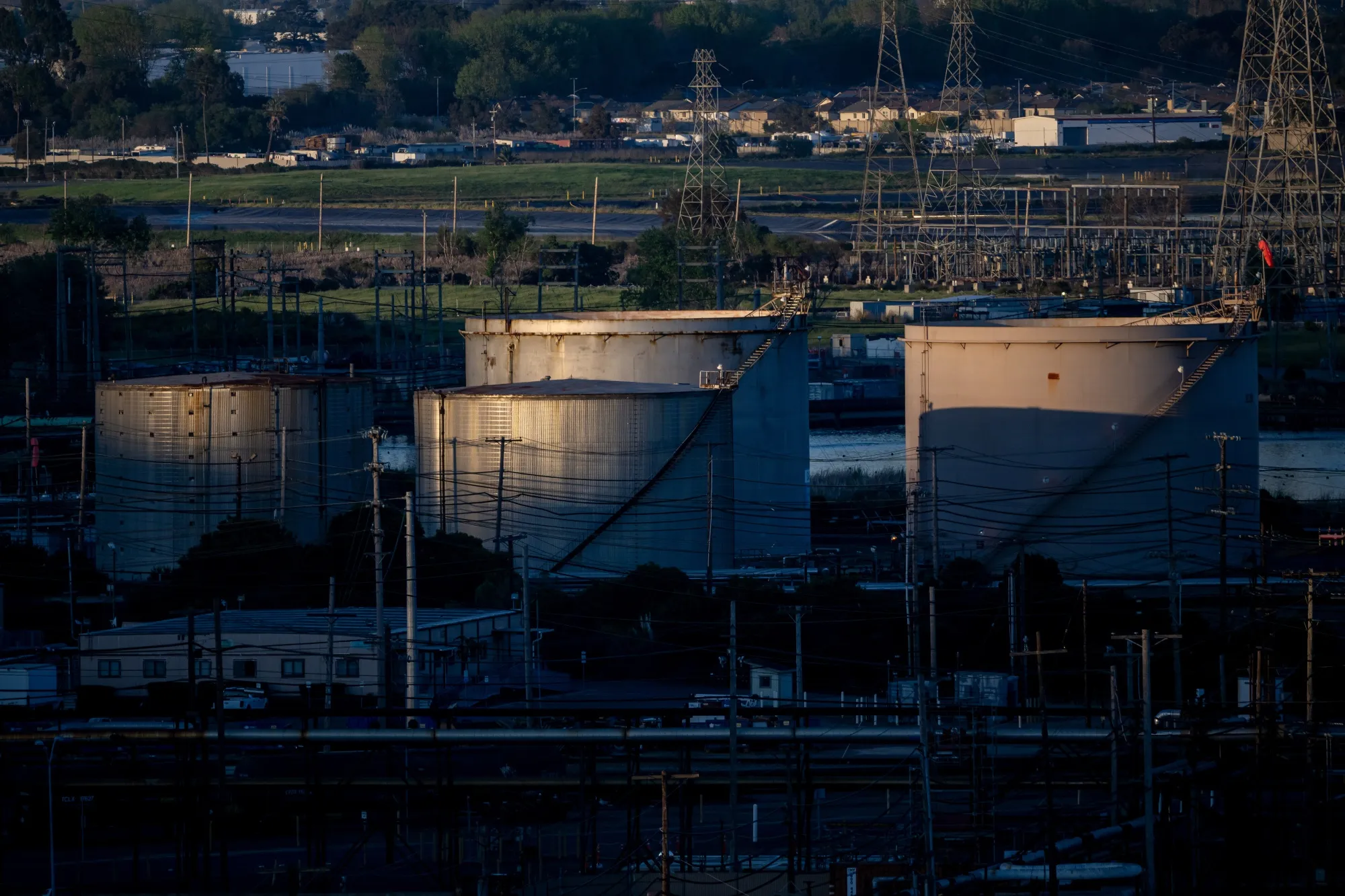 Storage tanks at a&nbsp;refinery in Richmond, California.