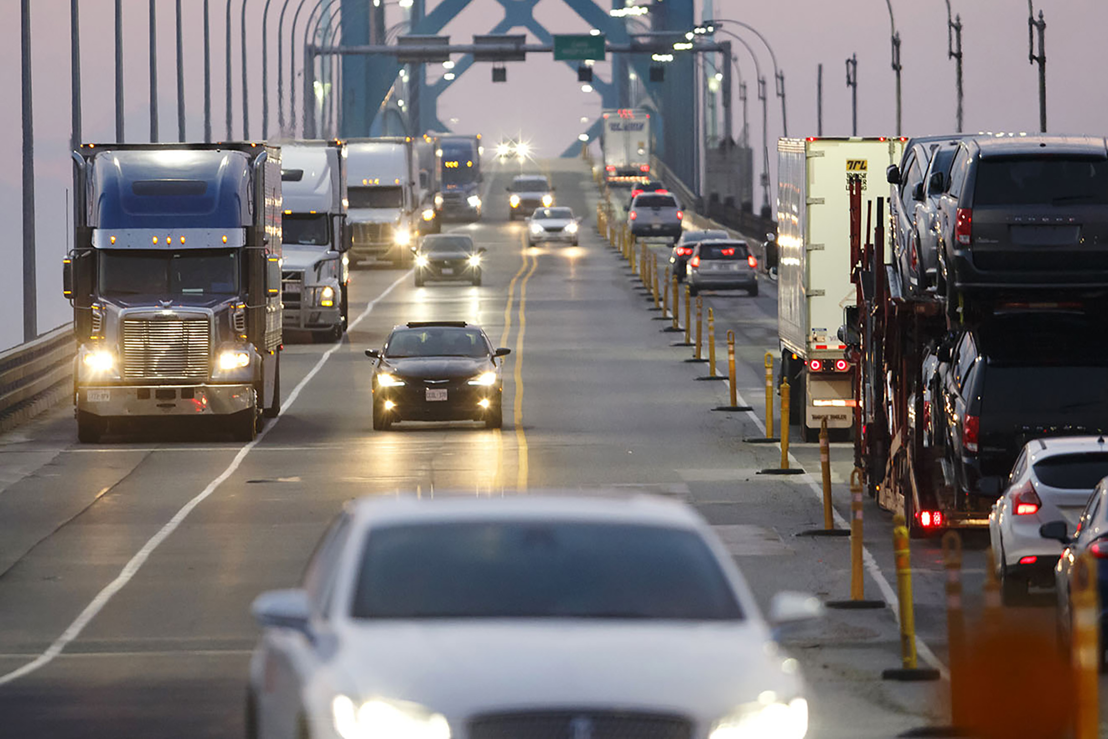 Ambassador Bridge Traffic At The U.S. Border As Canada Overcomes Trump's Metal Tariffs With Record Exports