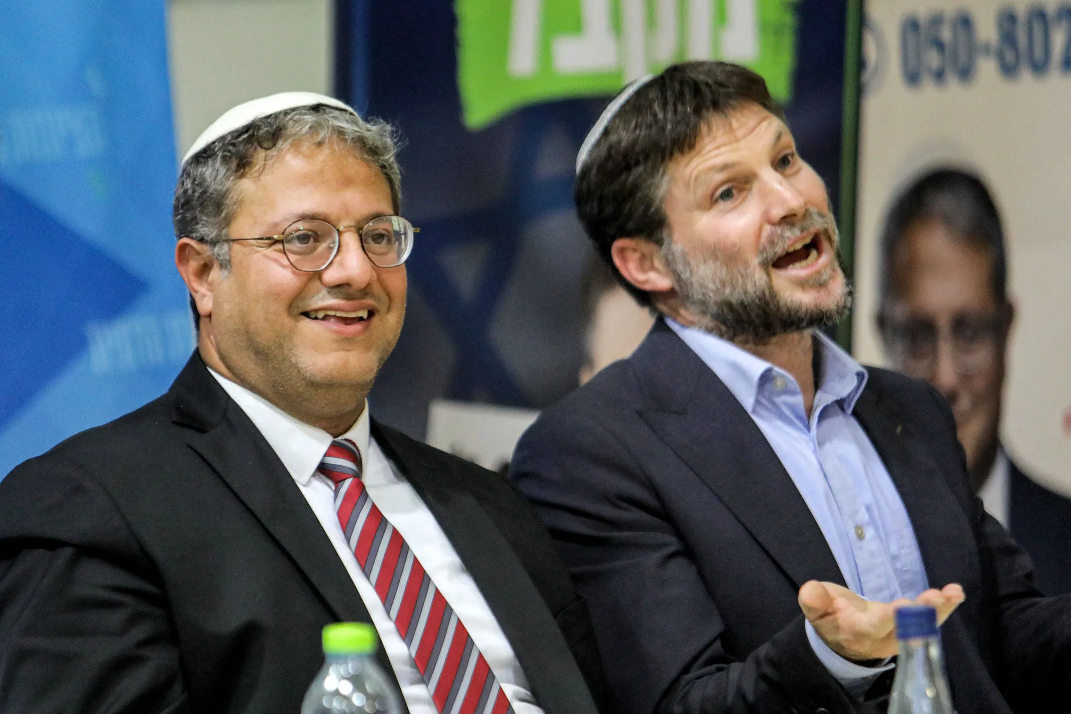 Itamar Ben-Gvir, far-right lawmaker and leader of the Jewish Power Party, left, and Bezalel Smotrich, far-right lawmaker and leader of the Religious Zionist Party.