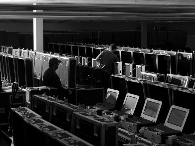 Clear Ballots voting machines undergoing final inspections before shipment to counties across the nation.