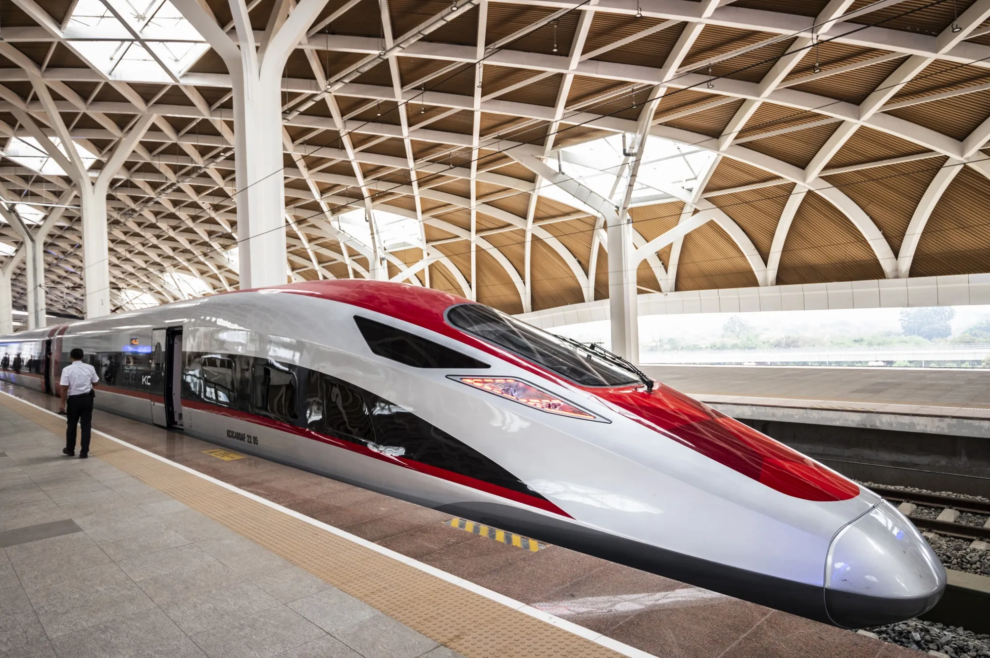 A Jakarta-Bandung High-Speed Railway train at Halim Station on Sept. 19.