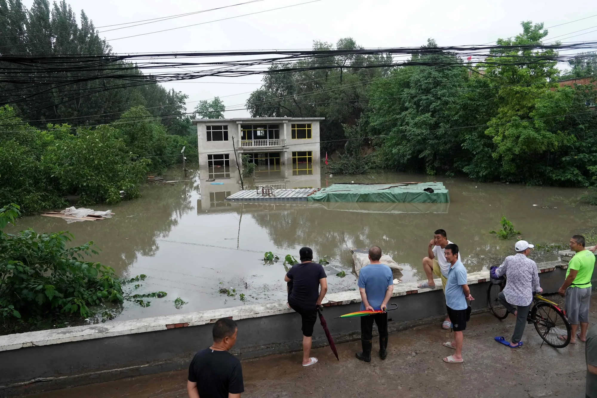 A partially submerged building in a flooded area in Beijing’s&nbsp;Fangshan district&nbsp;on July 31.