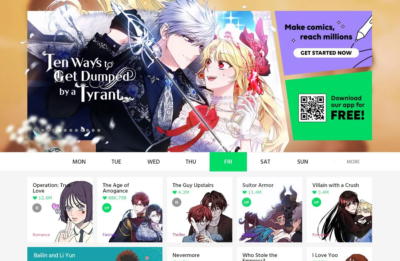 The Webtoon website.