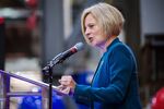 Former Albertas premier Rachel Notley, speaks during a grand opening event for the Suncor Energy Inc. Fort Hills oil-sands extraction site near Fort McKay, Alberta, Canada, on Monday, Sept. 10, 2018.&nbsp;