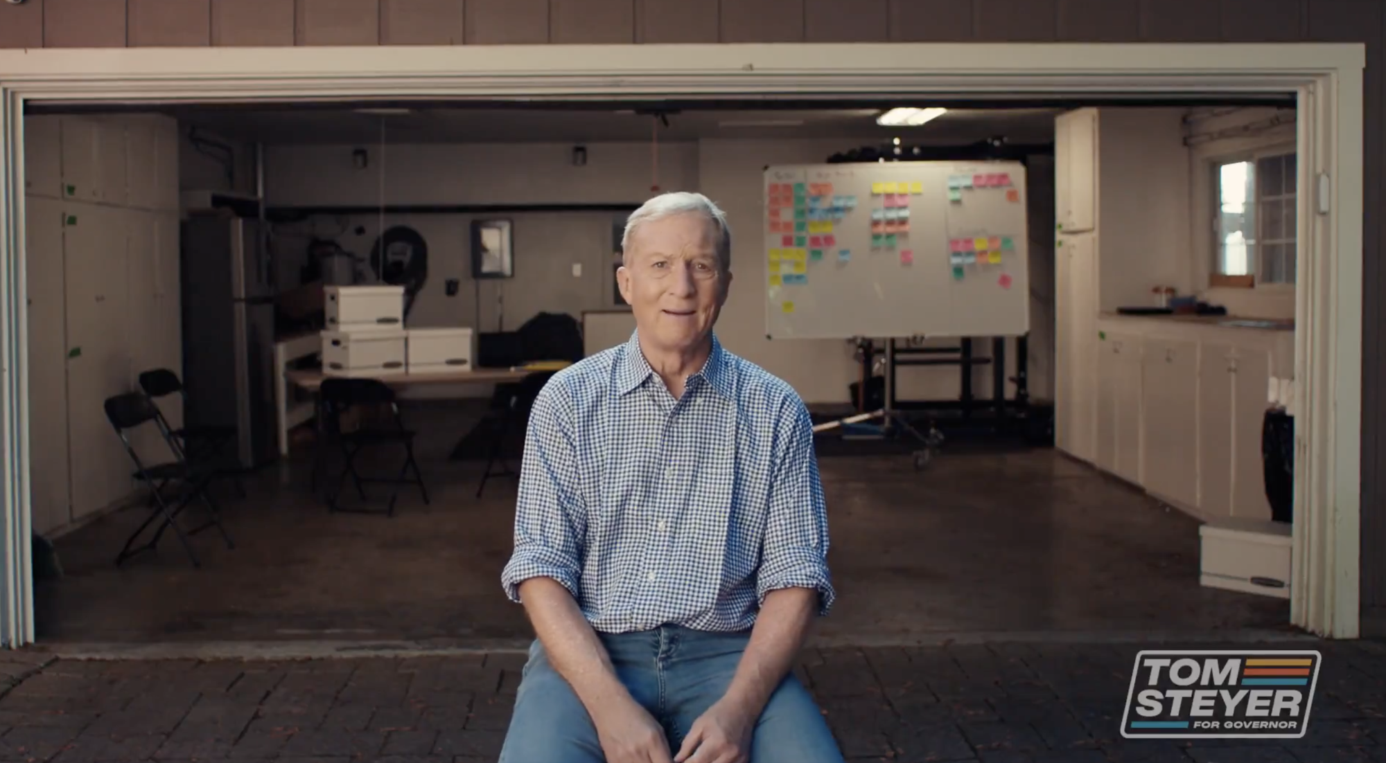 Jumping in the race. Photographer: Tom Steyer via X